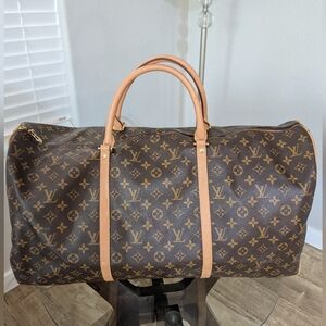 Louis Vuitton Brown Monogram Keepall Duffel Bag with Vachetta Trim